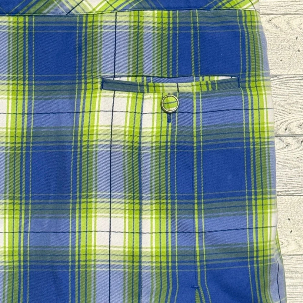 EFP Womens Pro Golf Skort Blue Green White Plaid  Sz-18 Pockets Golfing Athletic